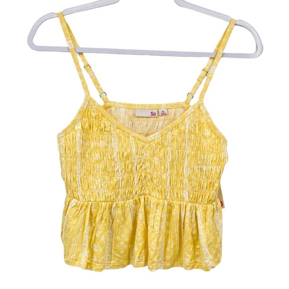 SO Tie-Dyed Smocked Peplum Cropped Tank Top - Picture 2 of 7